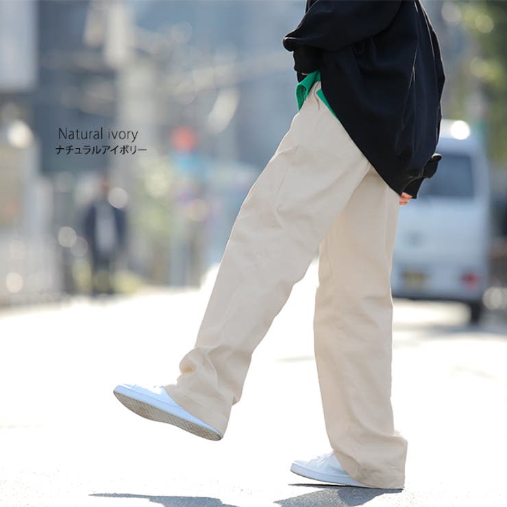 パンツ レディース 脚長 チノパン ロング ワイドパンツ ストレート ゴム ス | HUG.U | 詳細画像16 