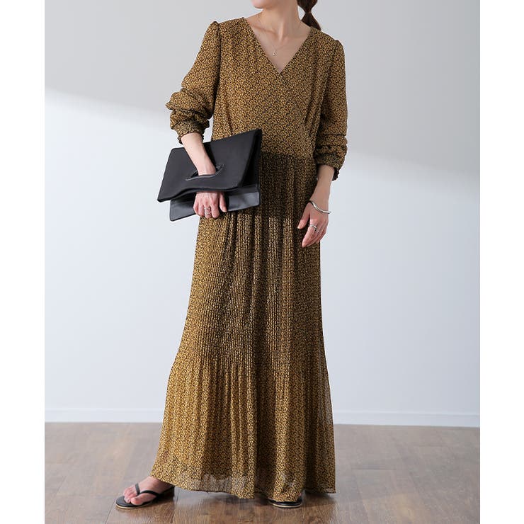 ワンピース シフォン プリーツ ロングワンピース レディース プリーツワンピ | HUG.U | 詳細画像19 