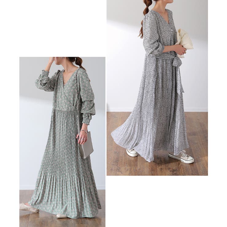 ワンピース シフォン プリーツ ロングワンピース レディース プリーツワンピ | HUG.U | 詳細画像22 