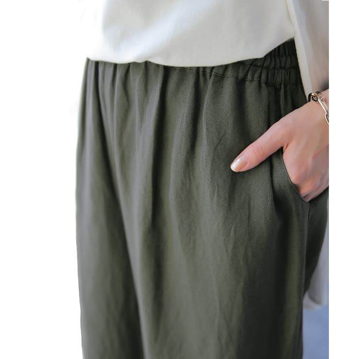 ワイドパンツ レディース パンツ リネン レーヨン 刺繍 レース ゆったり ナ | HUG.U | 詳細画像12 