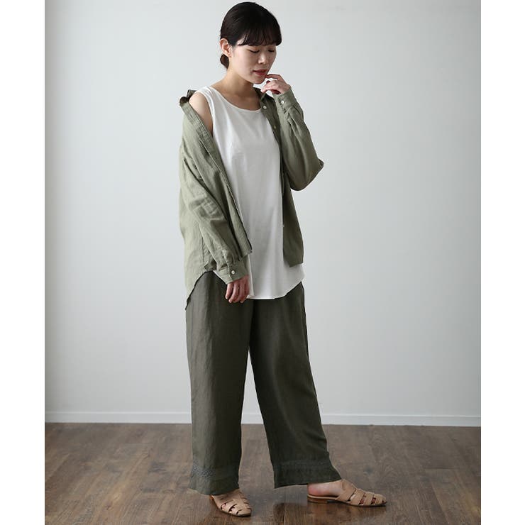 ワイドパンツ レディース パンツ リネン レーヨン 刺繍 レース ゆったり ナ | HUG.U | 詳細画像22 