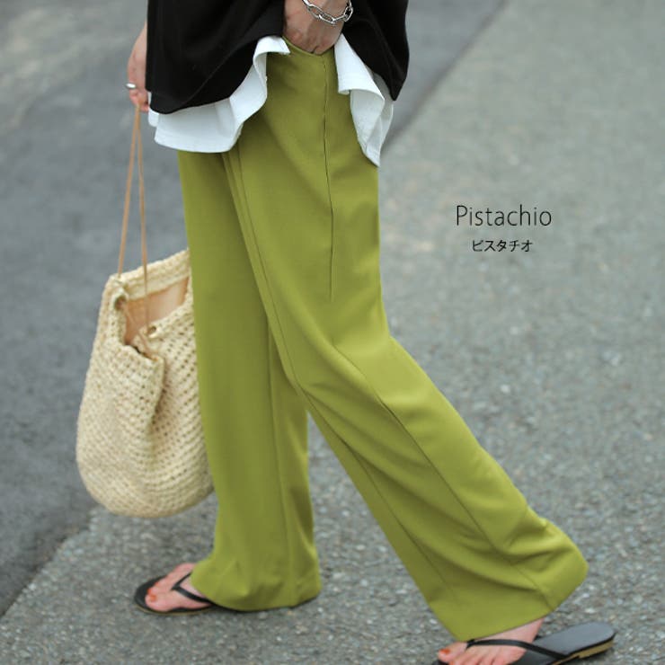 パンツ レディース ワイドパンツ ロング フレアパンツ センターライン ゴム | HUG.U | 詳細画像13 