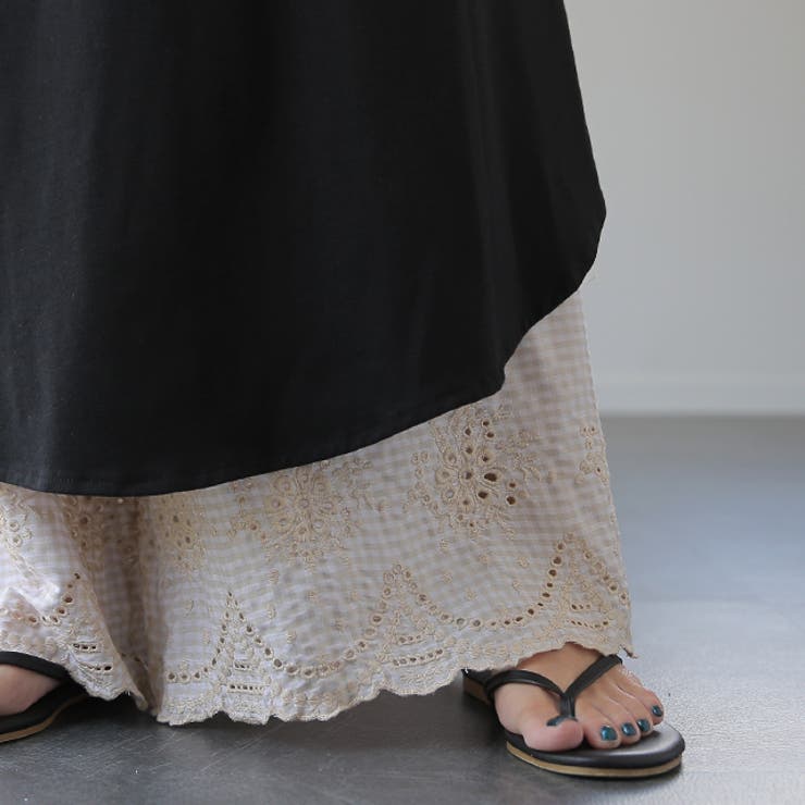 ナチュラルベージュ | ペチパンツ 綿 コットン チェック パンツ ペチコート インナー レイヤード | HUG.U