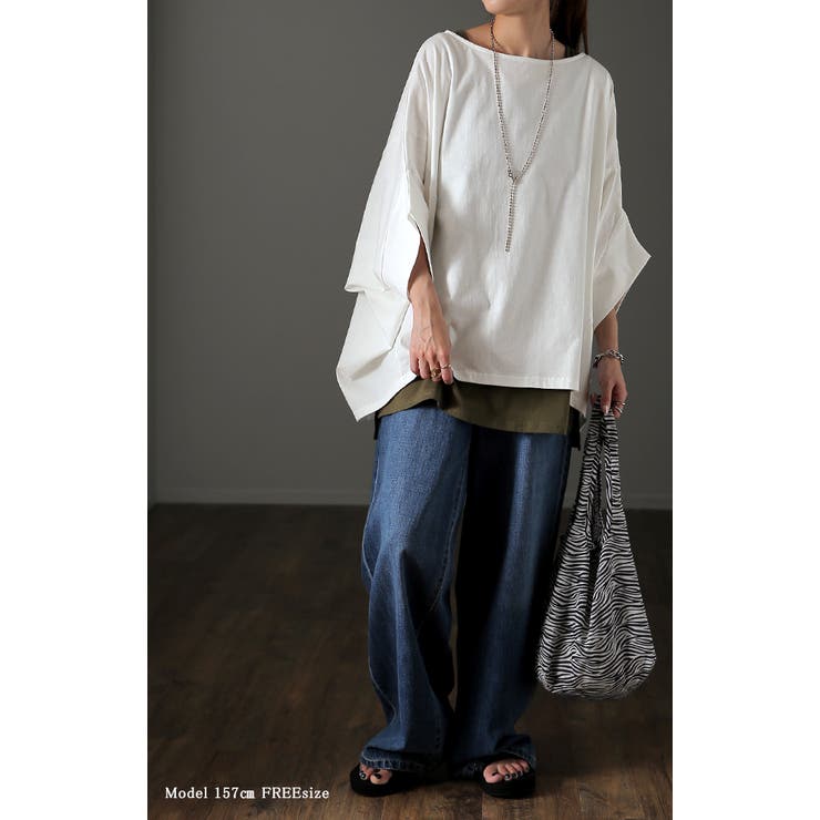 Tシャツ レディース トップス ドルマンスリーブ 二の腕カバー チュニック オ | HUG.U | 詳細画像11 