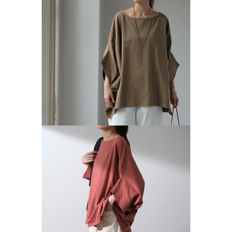 Tシャツ レディース トップス ドルマンスリーブ 二の腕カバー