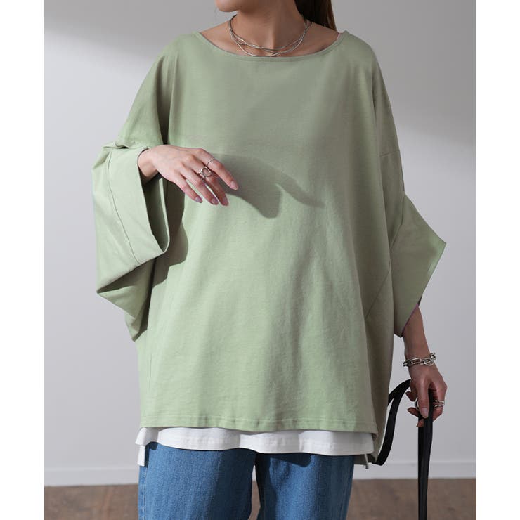 Tシャツ レディース トップス ドルマンスリーブ 二の腕カバー