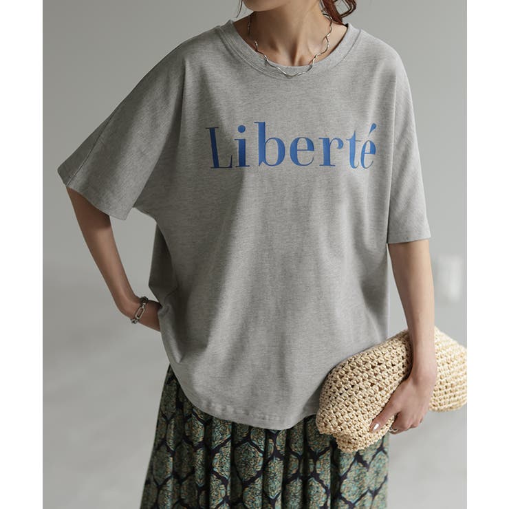 ライトグレー(半袖) | Tシャツ レディース トップス ロゴT 半袖 ドルマン 二の腕カバーきれいめ | HUG.U