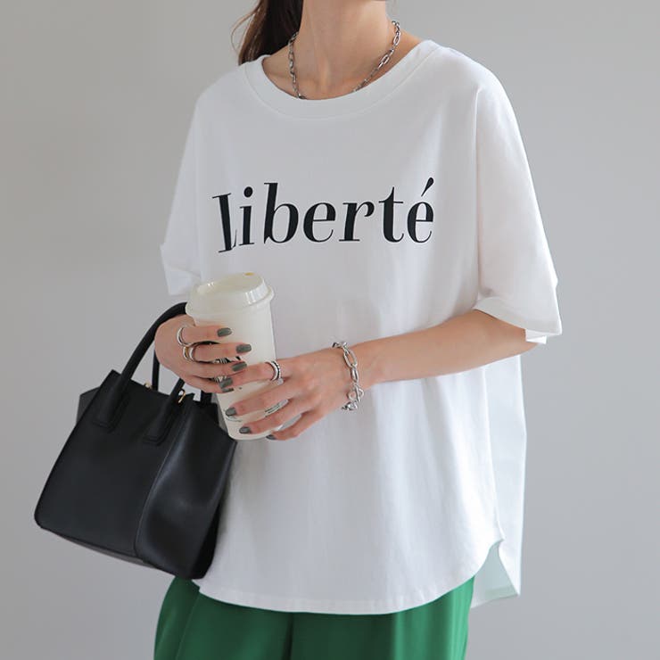 ホワイト(半袖) | Tシャツ レディース トップス ロゴT 半袖 ドルマン 二の腕カバーきれいめ | HUG.U