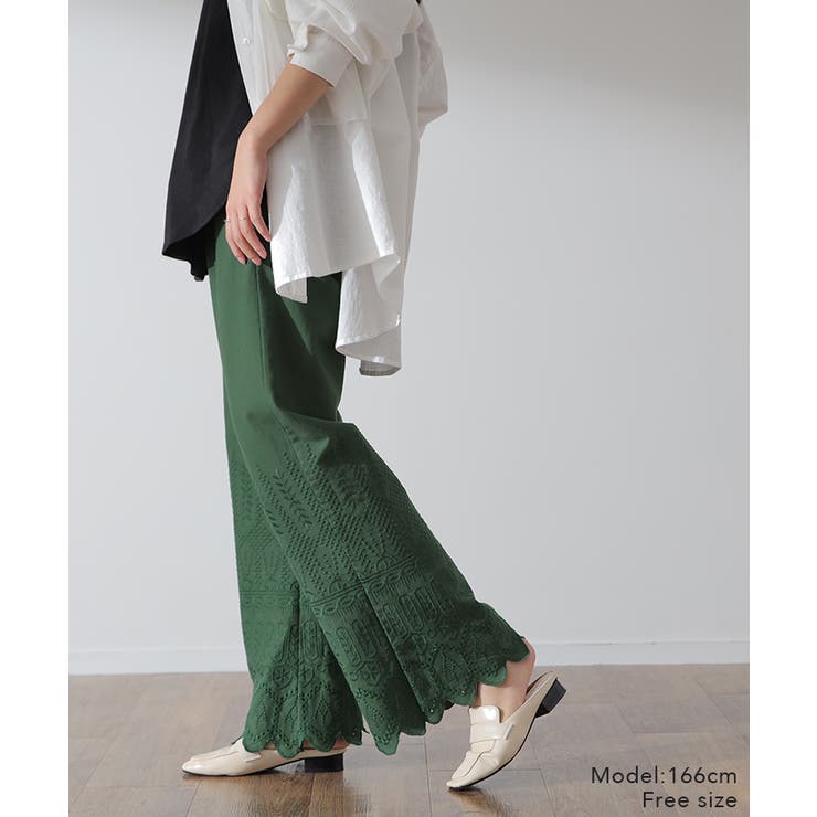 ペチパンツ 綿100% レディース レイヤード パンツ セミフレア ボトムス | HUG.U | 詳細画像11 