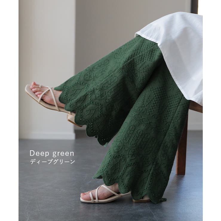 ペチパンツ 綿100% レディース レイヤード パンツ セミフレア ボトムス | HUG.U | 詳細画像14 