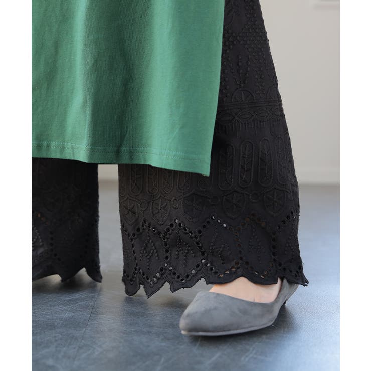 ペチパンツ 綿100% レディース レイヤード パンツ セミフレア ボトムス | HUG.U | 詳細画像22 