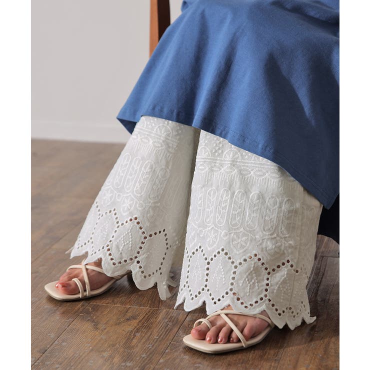 ペチパンツ 綿100% レディース レイヤード パンツ セミフレア ボトムス | HUG.U | 詳細画像5 