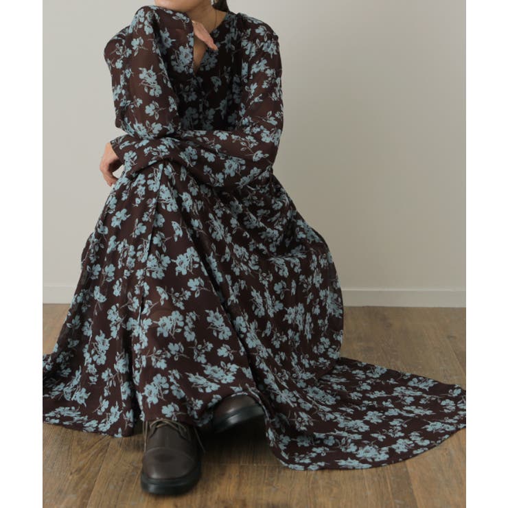 ミントブラウン | ワンピース ロング 2点セット インナー付き シフォン ロングワンピ ペチコー | HUG.U