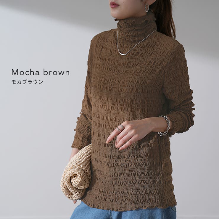 トップス レディース シャーリング レイヤード 重ね着 シアー インナー 肌隠 | HUG.U | 詳細画像13 