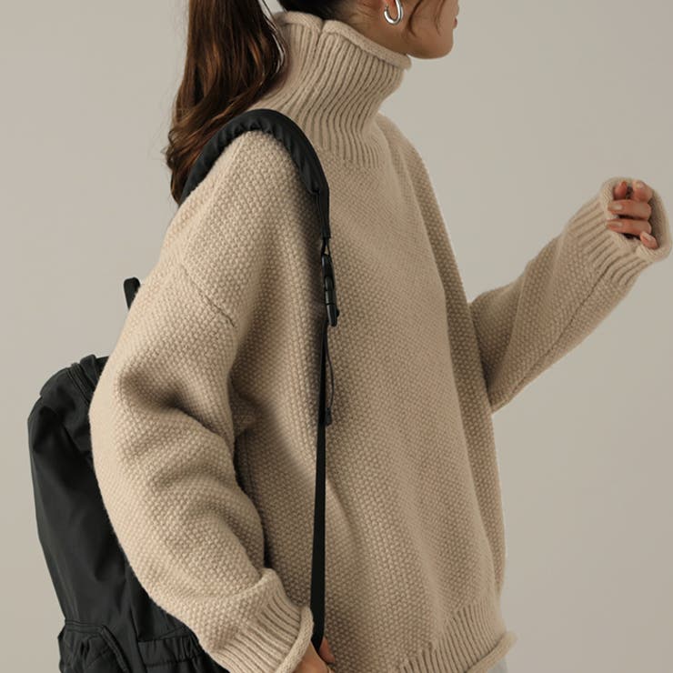 アッシュベージュ | ニット レディース トップス セーター タートルネック タートル 長袖 ハイネ | HUG.U