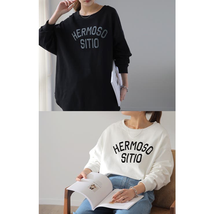 トップス レディース カットソー ロンT ロゴ 長袖 Tシャツ ロング