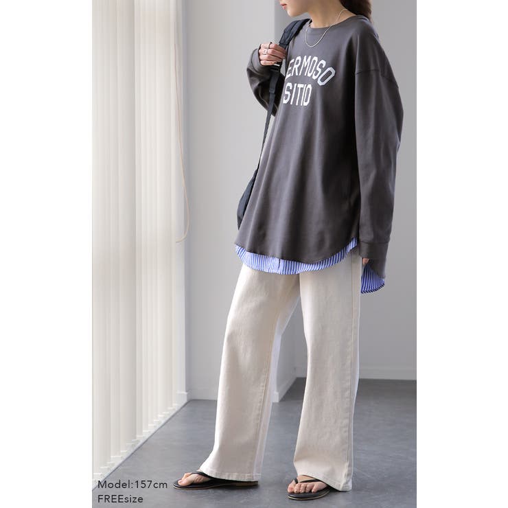 トップス レディース カットソー ロンT ロゴ 長袖 Tシャツ ロング