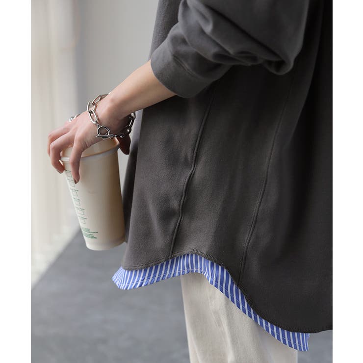 トップス レディース カットソー ロンT ロゴ 長袖 Tシャツ ロング チュニ | HUG.U | 詳細画像7 