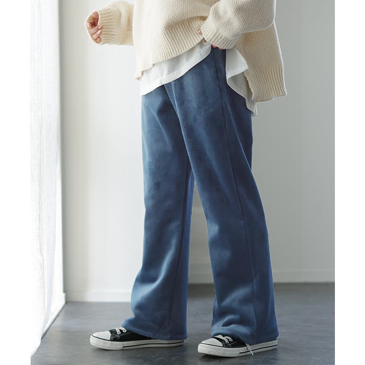 ライトブルー | パンツ レディース 裏起毛 暖か フレアパンツ ロング ボア ボトムス 厚手 | HUG.U