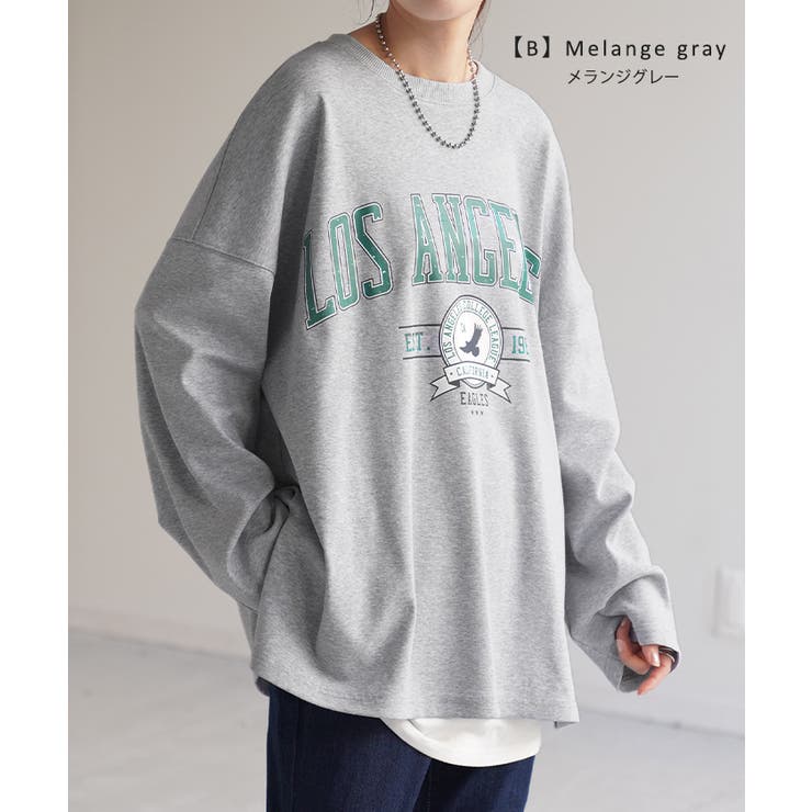 カットソー レディース トップス ロゴT 長袖 ロンT ロング Tシャツ チュ | HUG.U | 詳細画像11 