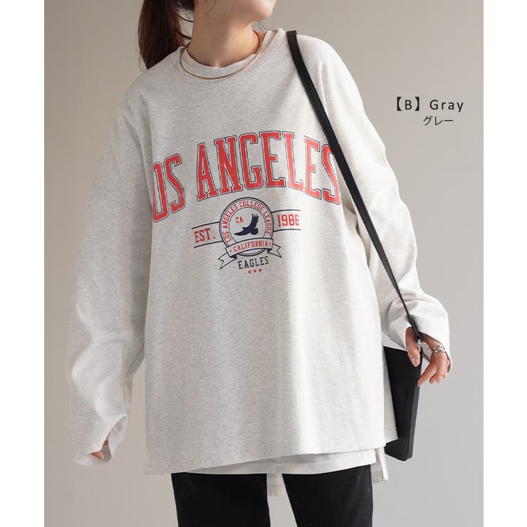 カットソー レディース トップス ロゴT 長袖 ロンT ロング Tシャツ チュ | HUG.U | 詳細画像12 