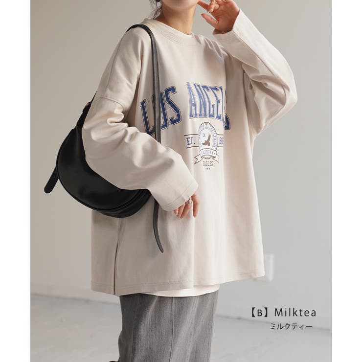 カットソー レディース トップス ロゴT 長袖 ロンT ロング Tシャツ チュ | HUG.U | 詳細画像13 