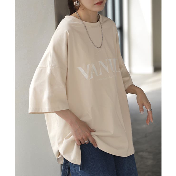 Cミルクティーベージュ(半袖/冷感) | カットソー レディース トップス ロゴT 長袖 ロンT ロング Tシャツ チュ | HUG.U