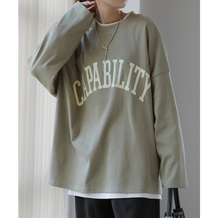 カットソー レディース トップス ロゴT 長袖 ロンT ロング Tシャツ