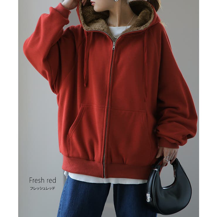 パーカー レディース アウター 裏ボア 極暖 トップス スウェット トレーナー | HUG.U | 詳細画像19 