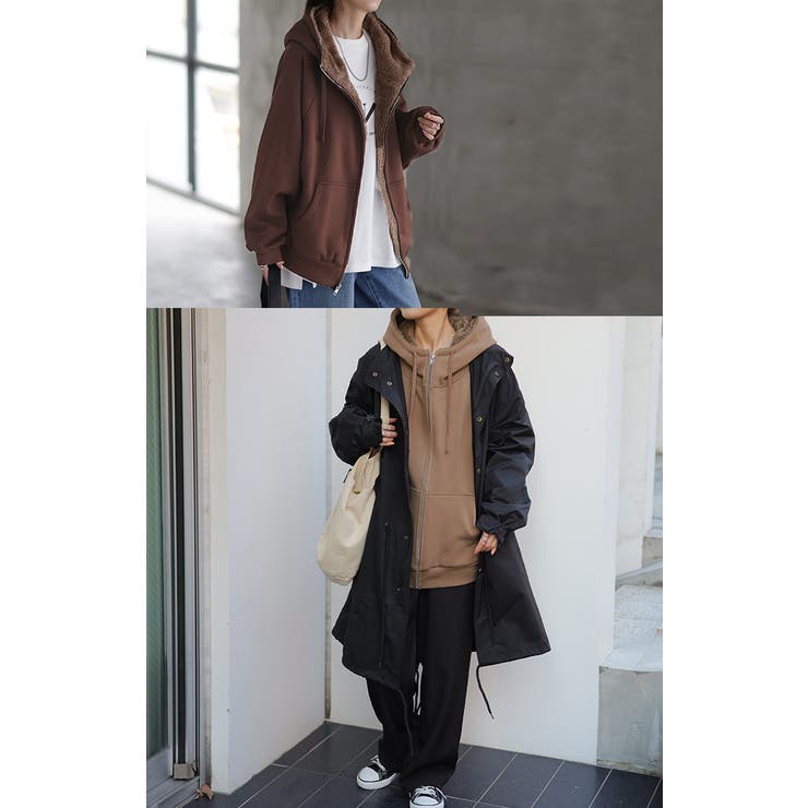 パーカー レディース アウター 裏ボア 極暖 トップス スウェット トレーナー | HUG.U | 詳細画像3 