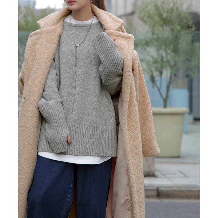 ニット レディース トップス セーター アームウォーマー 指穴 ボートネック | HUG.U | 詳細画像24 