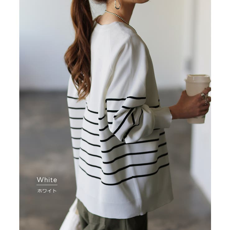 トップス レディース プルオーバー スポンジニット ボーダー ニット 軽量 ト | HUG.U | 詳細画像15 