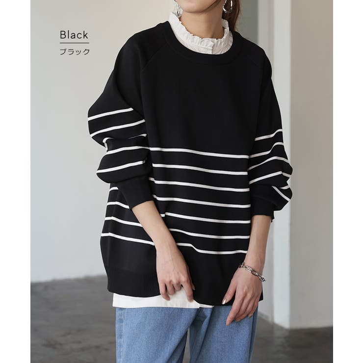 「MUSE de Deuxieme classe」 ボーダー柄半袖ニット 38 ブラック レディース MUSE de Deuxieme Classe 「MUSE classe」 ボーダー柄半袖ニット