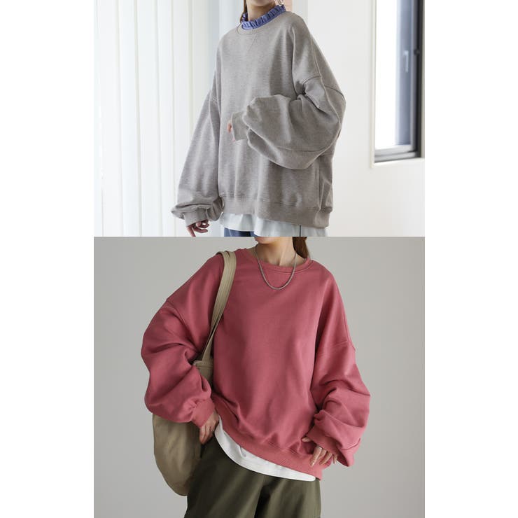 スウェット レディース トップス トレーナー バルーン袖 無地 長袖 オーバー | HUG.U | 詳細画像29 