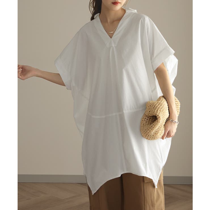 シャツ レディース トップス チュニック 半袖 ブラウス オーバー