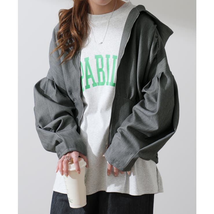 杢グレー | パーカー レディース トップス アウター ライトアウター フード フーディー | HUG.U