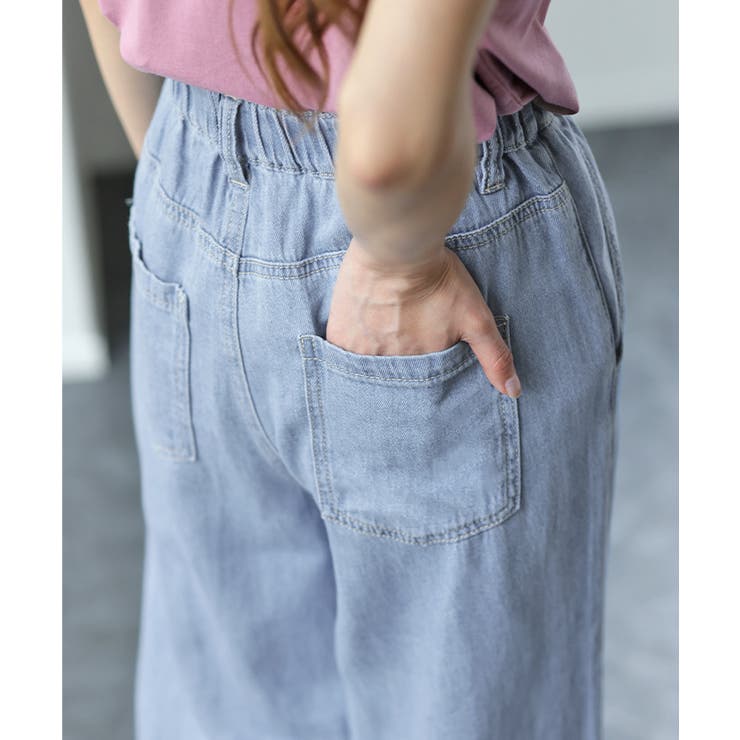 デニム レディース パンツ ワイドパンツ デニムパンツ 綿 麻 ジーンズ ボト | HUG.U | 詳細画像17 