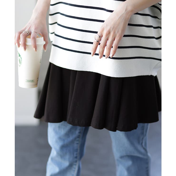 ブラック | キャミソール レディース トップス インナー ペプラム フリル レイヤード 裾 | HUG.U