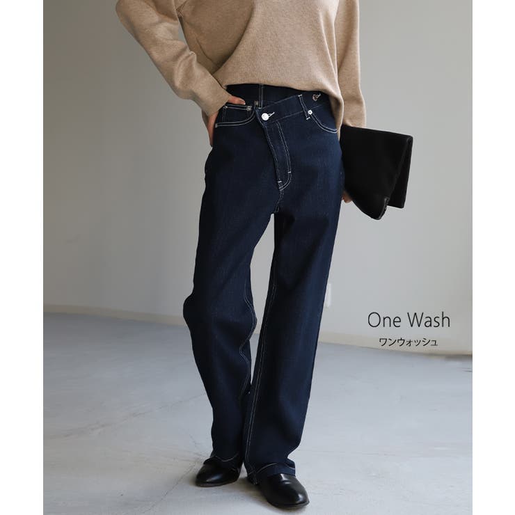 デニム パンツ デニムパンツ ハイライズ レディース アシメ 大きいサイズ ジ | HUG.U | 詳細画像14 