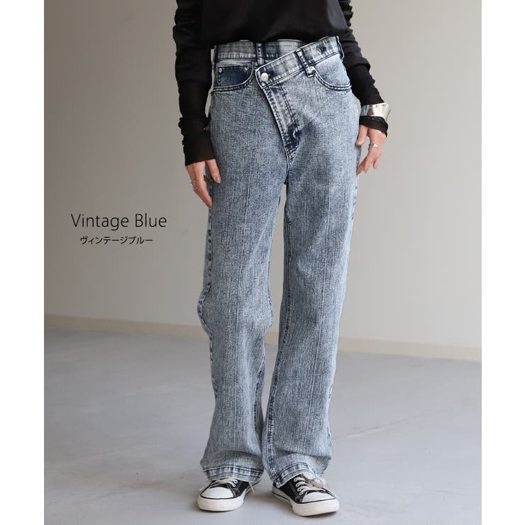 デニム パンツ デニムパンツ ハイライズ レディース アシメ 大きいサイズ ジ | HUG.U | 詳細画像15 