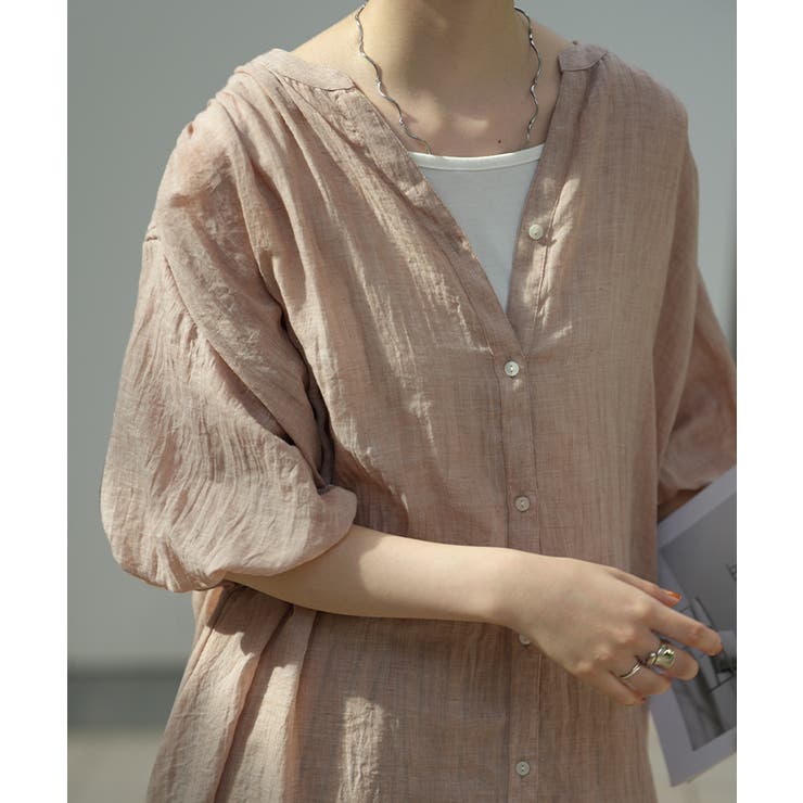 ワンピース レディース ロング コットン 半袖 ナチュラル ぽわん袖 ゆったり | HUG.U | 詳細画像18 