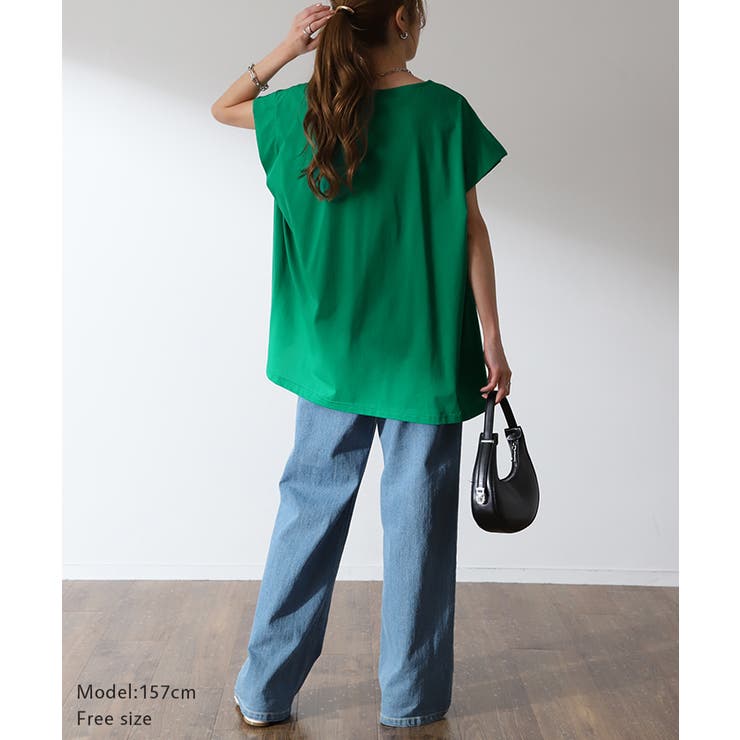 Tシャツ レディース トップス 冷感 フレンチスリーブ 半袖 ドロスト 綿 二 | HUG.U | 詳細画像4 