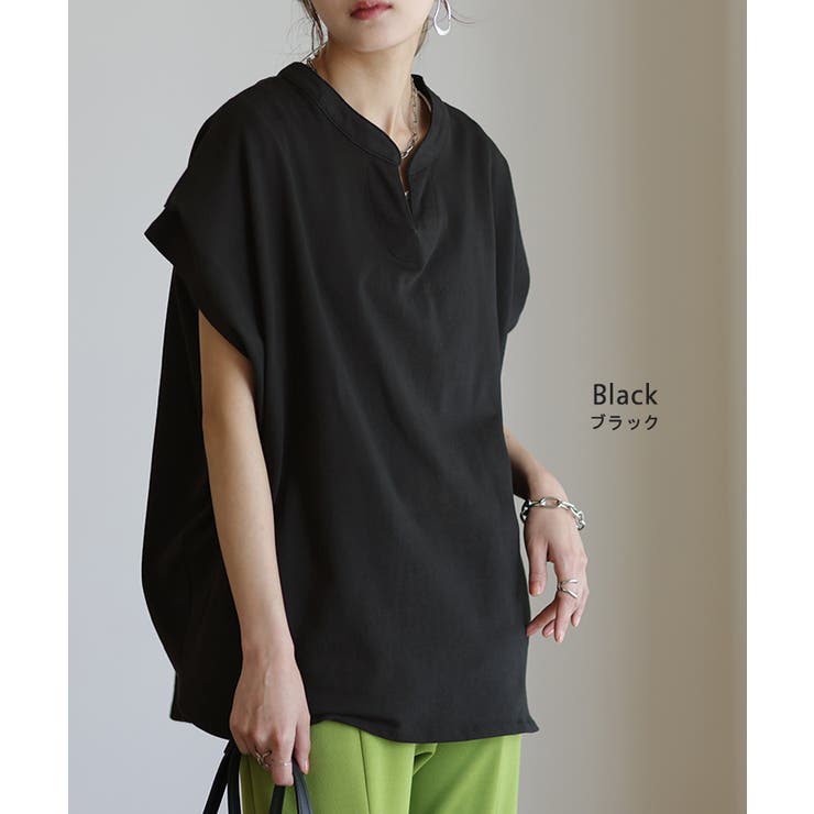 Tシャツ レディース トップス 半袖 キーネック 綿 カットソー ゆったり き | HUG.U | 詳細画像14 