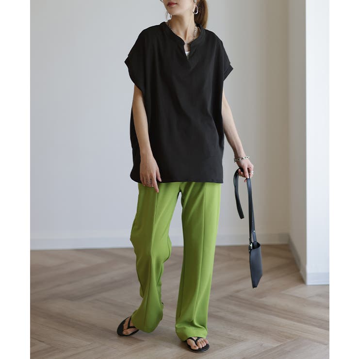 Tシャツ レディース トップス 半袖 キーネック 綿 カットソー ゆったり き | HUG.U | 詳細画像3 