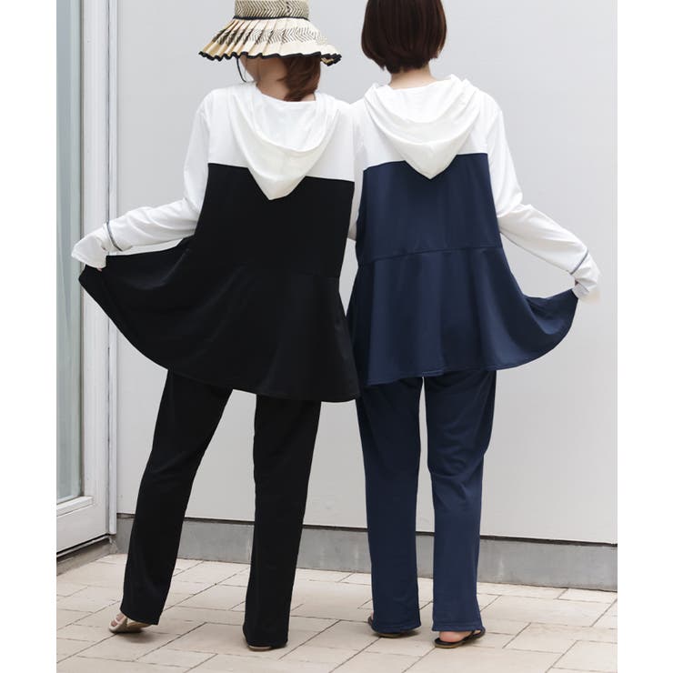5点 セットアップ ラッシュガード 長袖 パンツ ロング M/2XL ラッシュガード レディース パーカー 2点セット パンツ 長袖