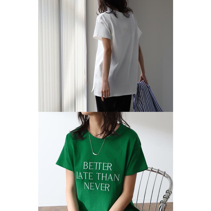 ロゴT レディース Tシャツ トップス 半袖 カットソー 刺繍 ロゴ フレンチ | HUG.U | 詳細画像17 