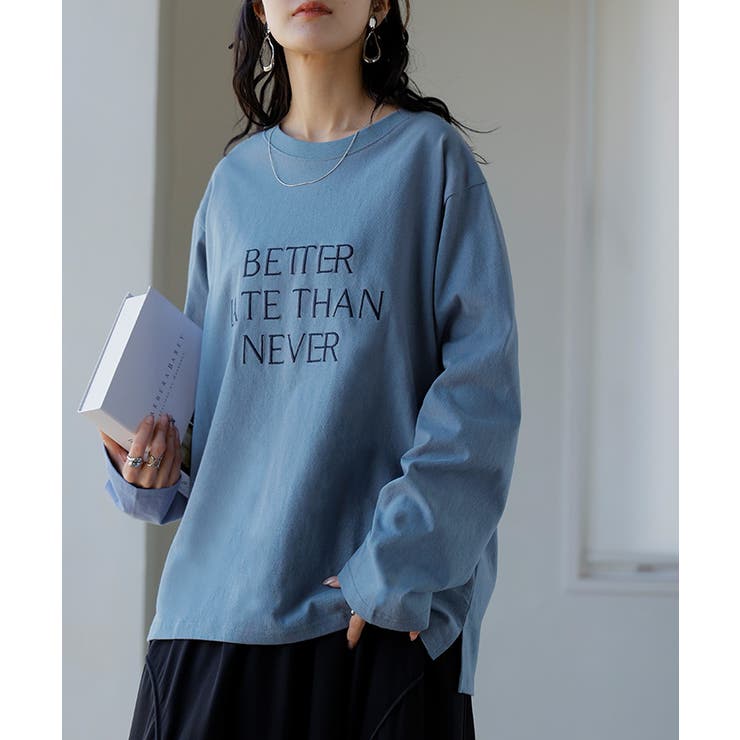 ロゴT レディース Tシャツ トップス 半袖 カットソー 刺繍 ロゴ フレンチ | HUG.U | 詳細画像23 