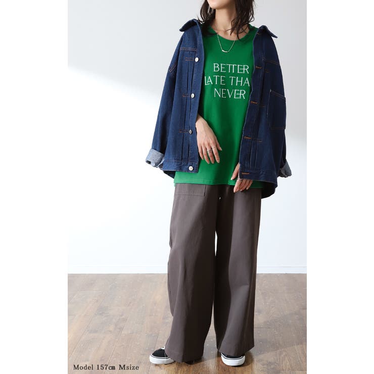 ロゴT レディース Tシャツ トップス 半袖 カットソー 刺繍 ロゴ フレンチ | HUG.U | 詳細画像4 