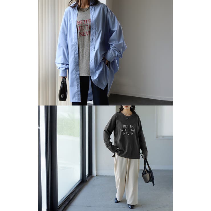 ロゴT レディース Tシャツ トップス 半袖 カットソー 刺繍 ロゴ フレンチ | HUG.U | 詳細画像7 