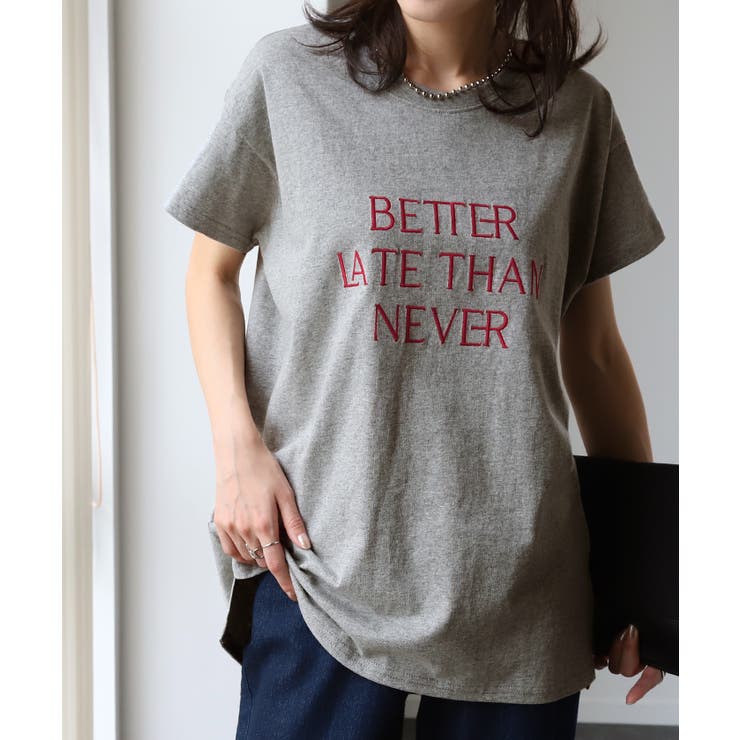 ロゴT レディース Tシャツ トップス 半袖 カットソー 刺繍 ロゴ